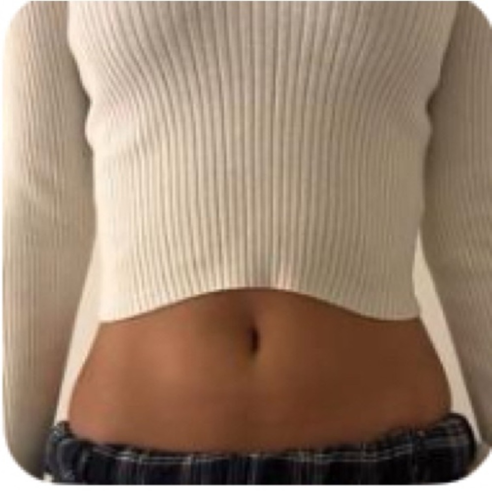 White Ribbed Knit Crop Top